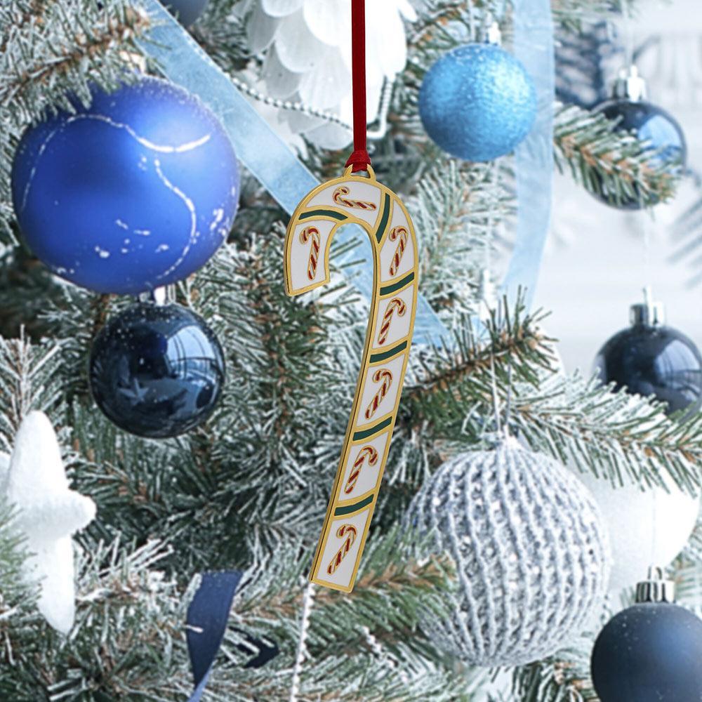 2021 Gold Plated and Enameled Candy Cane Ornament 41st Edition - Image 2
