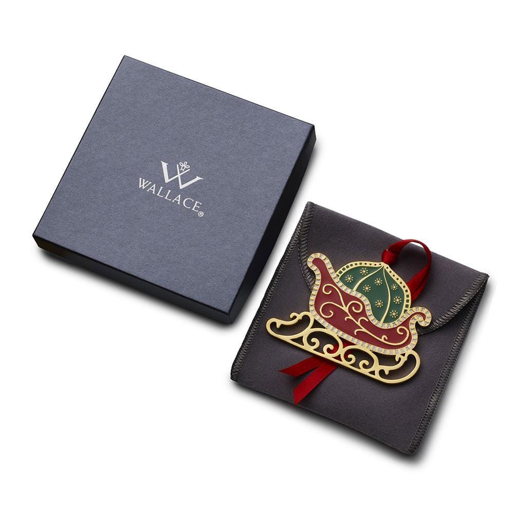2021 Gold Plated and Enameled Sleigh Ornament 12th Edition - Image 2