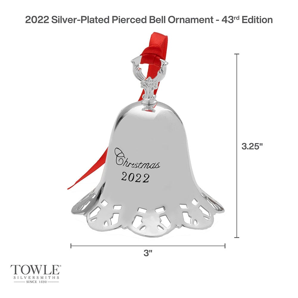 2022 Silver Plated Pierced Bell Ornament. 43rd Edition - Image 3