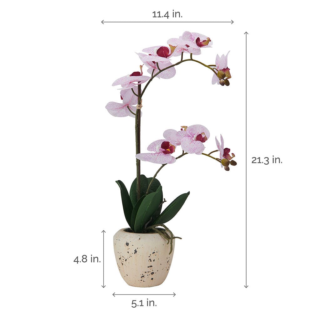 22 Inch Faux Orchid in Rustic Pot. Pink Spot - Image 4