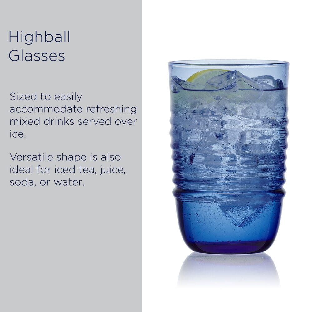 Ciara Cobalt Set of 4 Highball Glasses - Image 4