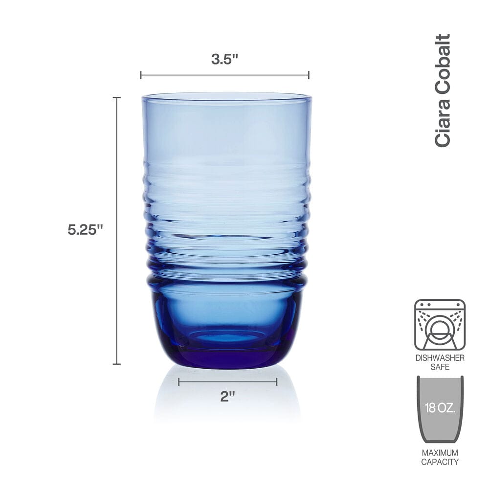 Ciara Cobalt Set of 4 Highball Glasses - Image 3