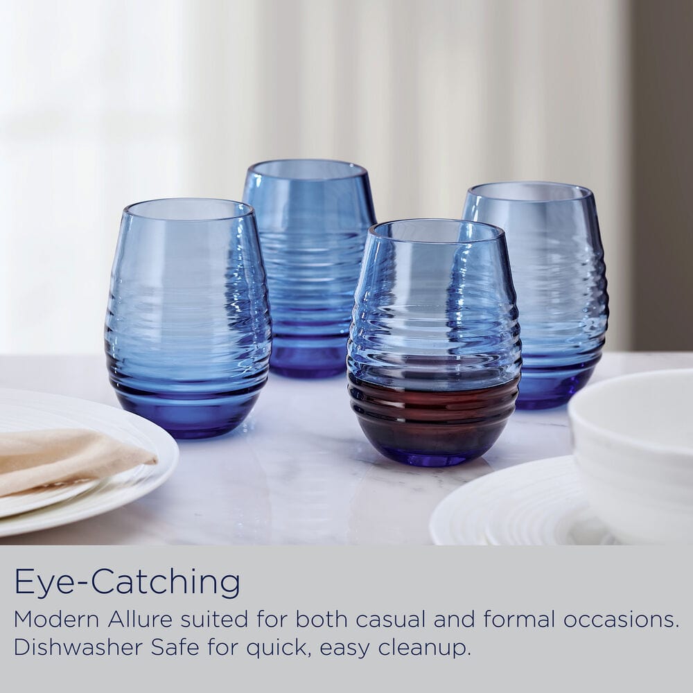 Ciara Cobalt Set of 4 Stemless Wine Glasses - Image 6