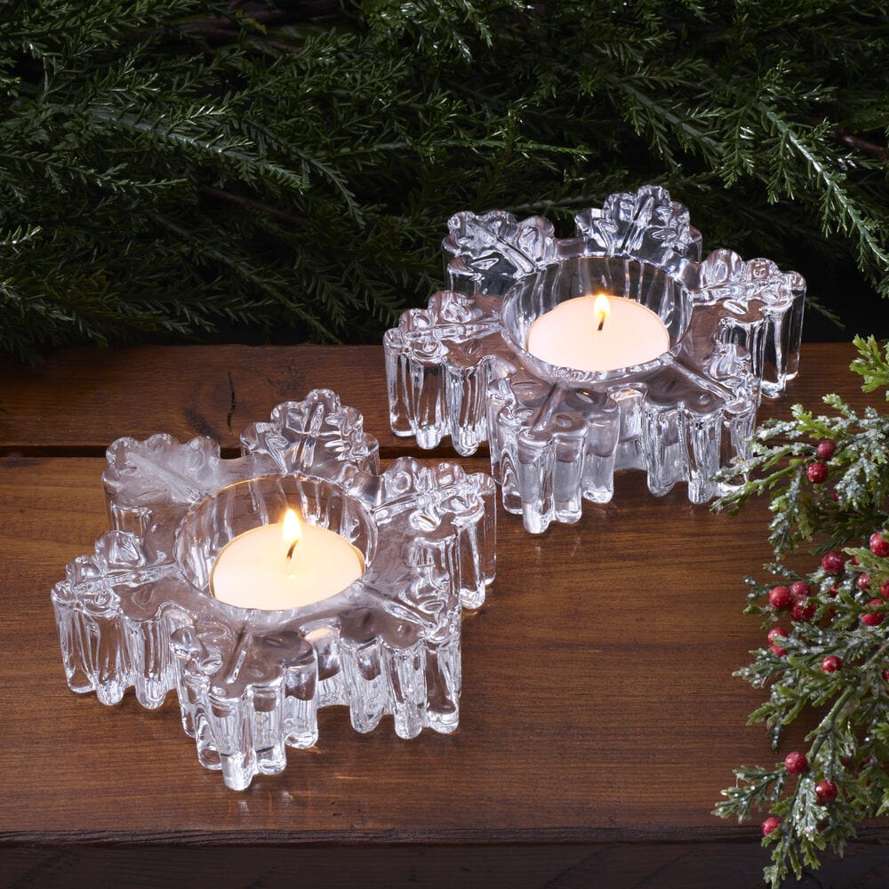 Rejoice Set of 2 Snowflake Tealight Holders - Image 2