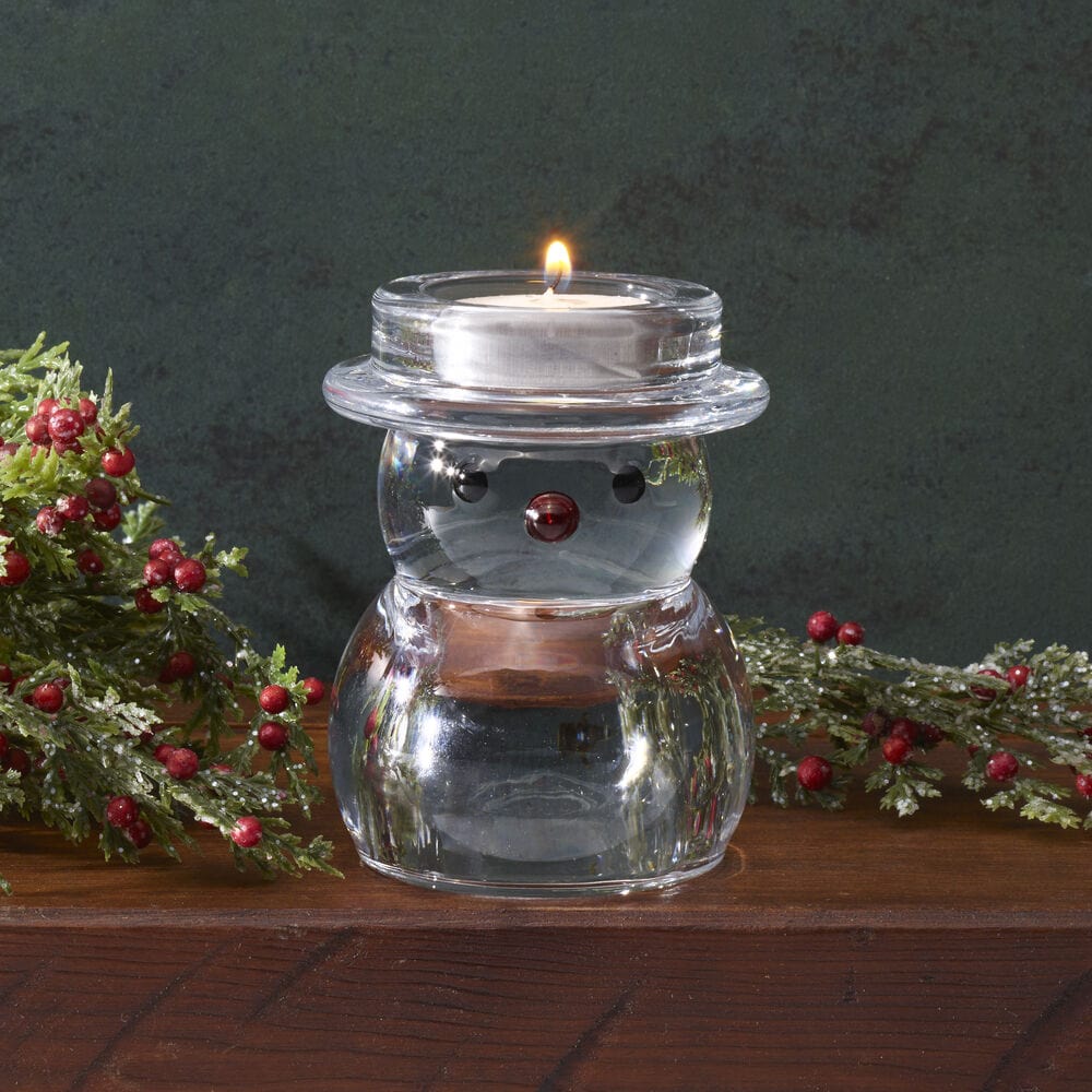 Rejoice Glass Snowman Tealight Holder - Image 3