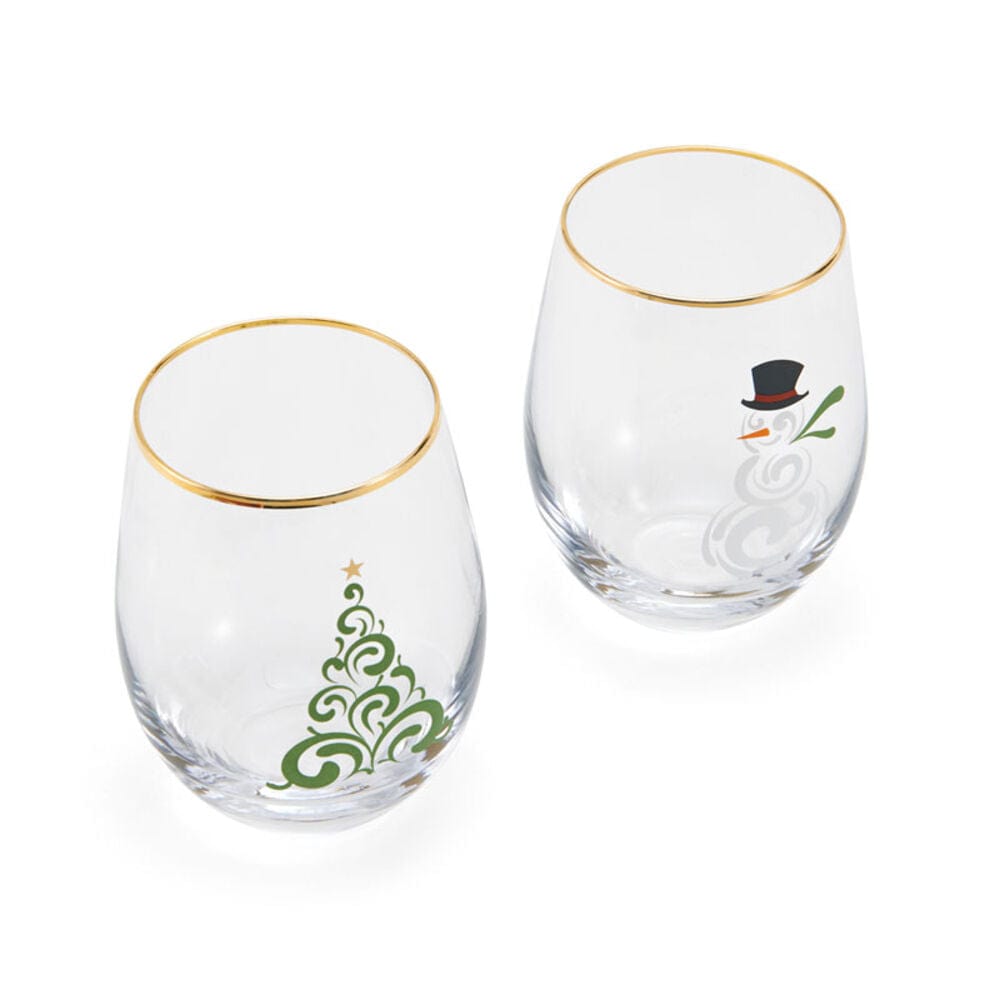 Stemless Gifts Tree and Snowman Stemless Wine Set of 2 - Image 5