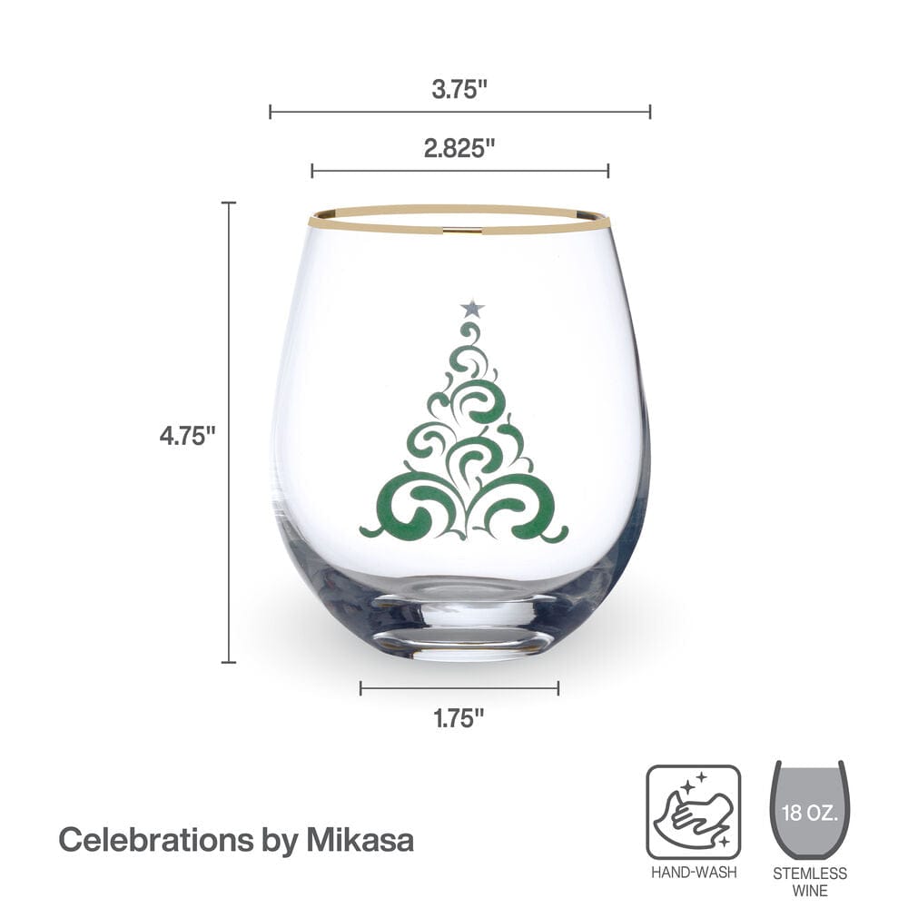 Stemless Gifts Tree and Snowman Stemless Wine Set of 2 - Image 3