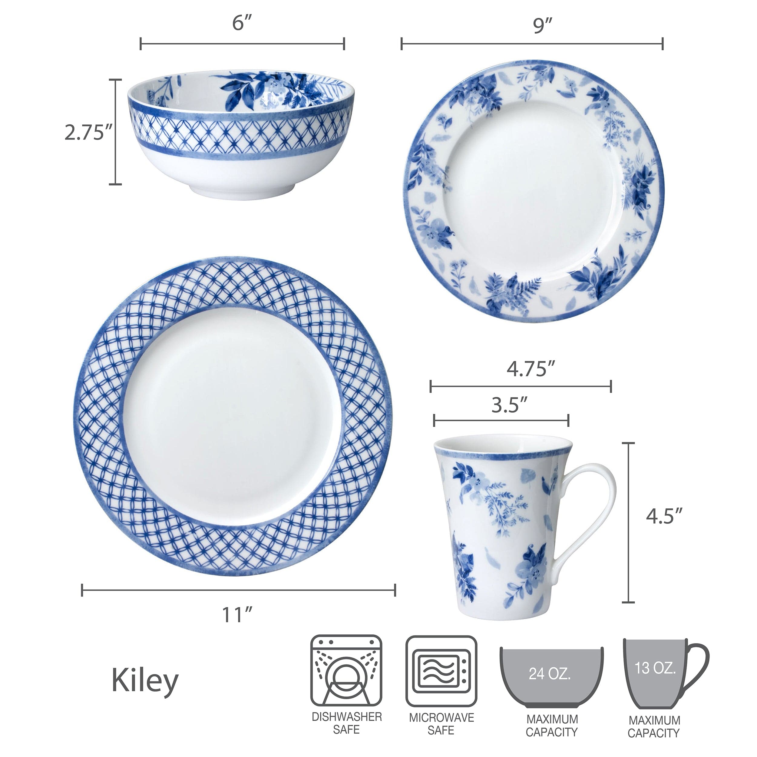 Kiley 16 Piece Dinnerware Set. Service for 4 - Image 9
