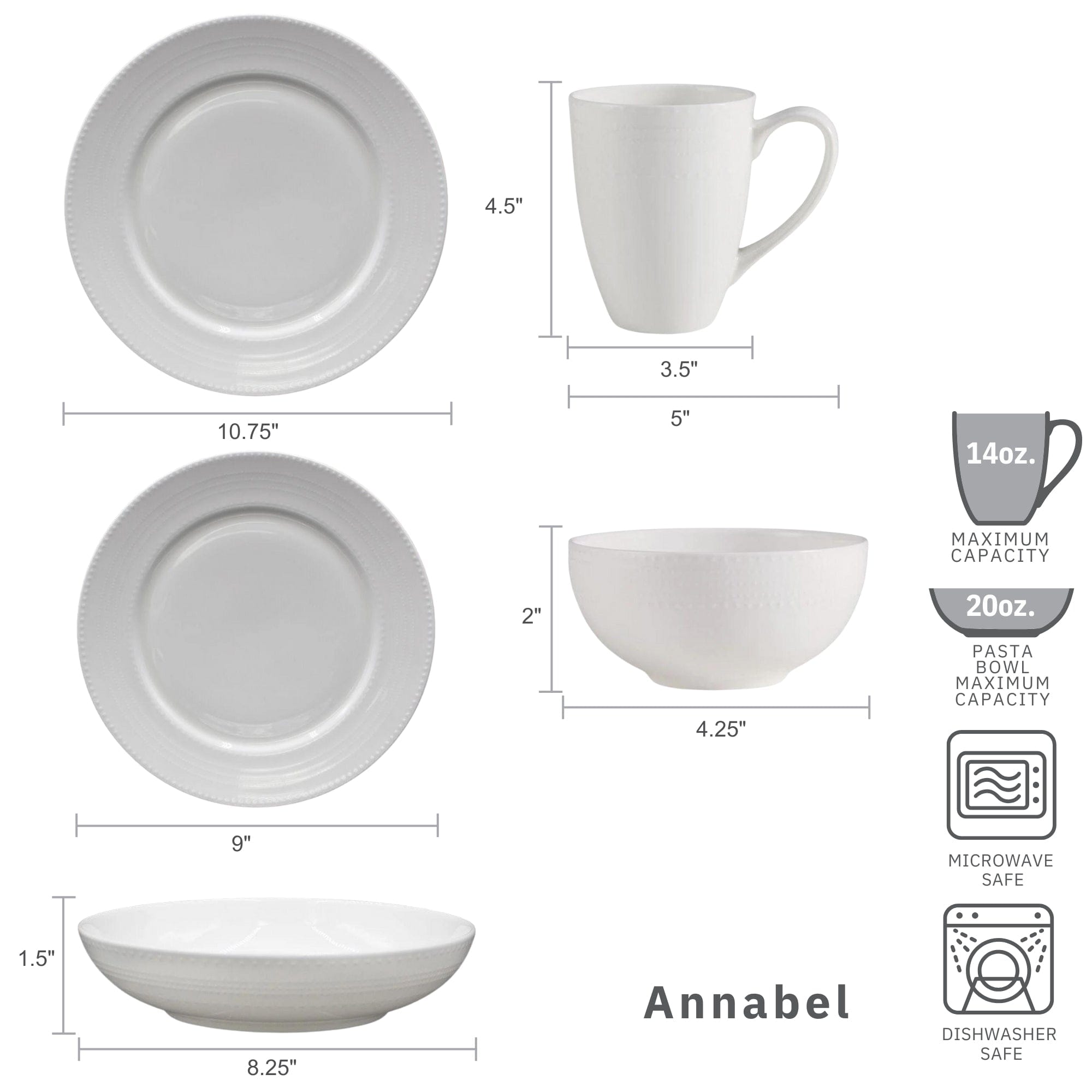 Annabel 40 Piece Dinnerware Set. Service for 8 - Image 4