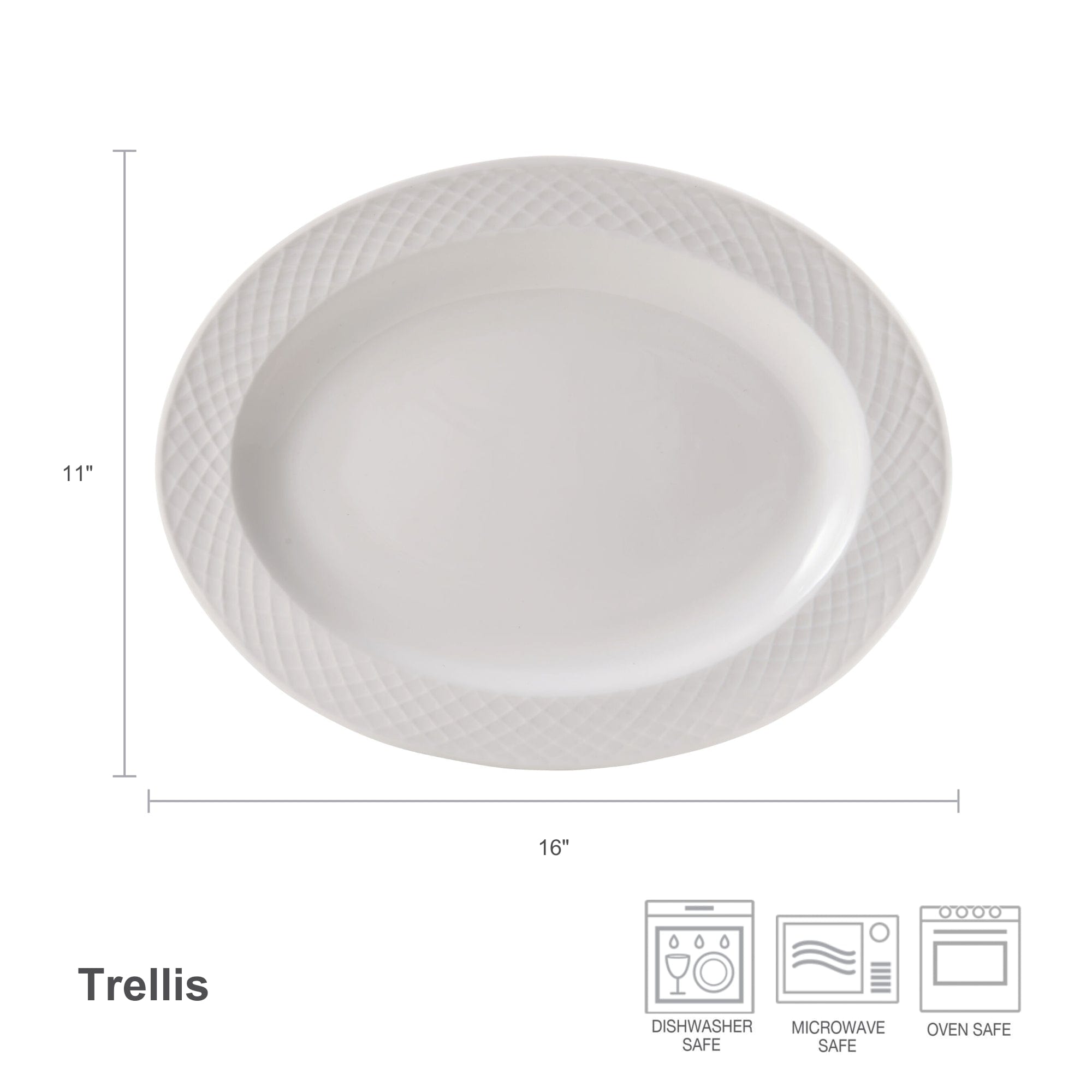 Trellis White Oval Platter - Image 4