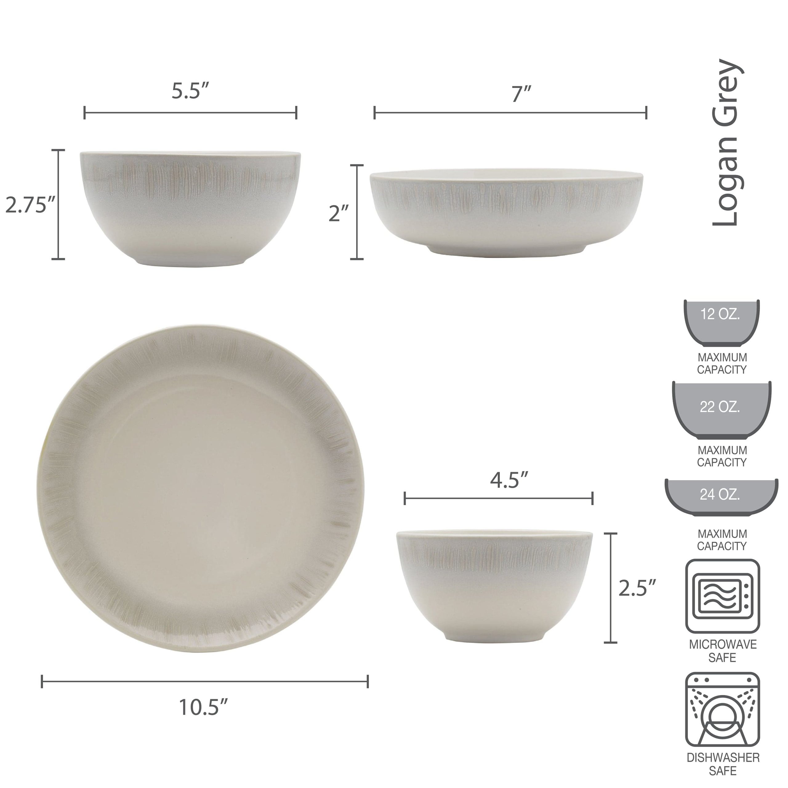 Logan Grey 32 Piece Dinnerware Set. Service for 8 - Image 4