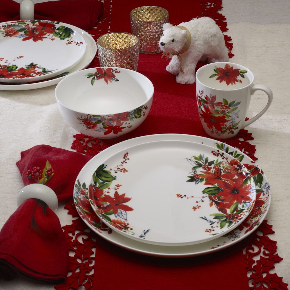 Winter Poinsettia 16 Piece Dinnerware Set. Service for 4 - Image 2