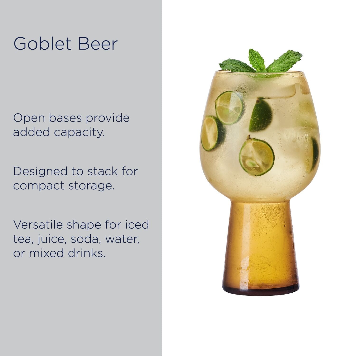 Phoebe Amber Set of 4 Goblet Beverage Glasses - Image 4