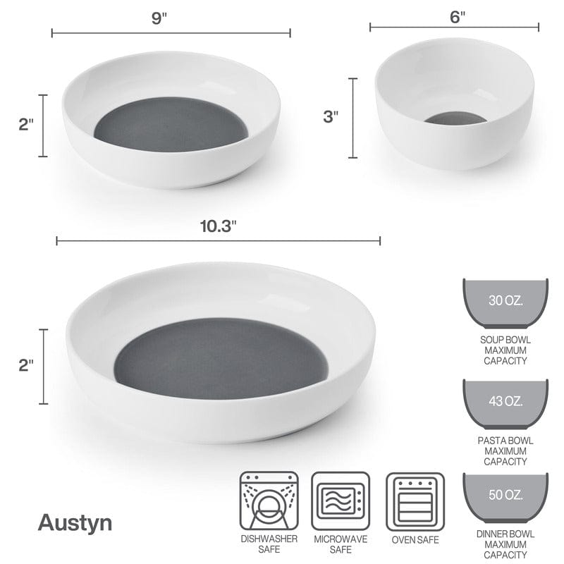Austyn 9 Piece Dinnerware Bowl Set. Service for 3 - Image 9
