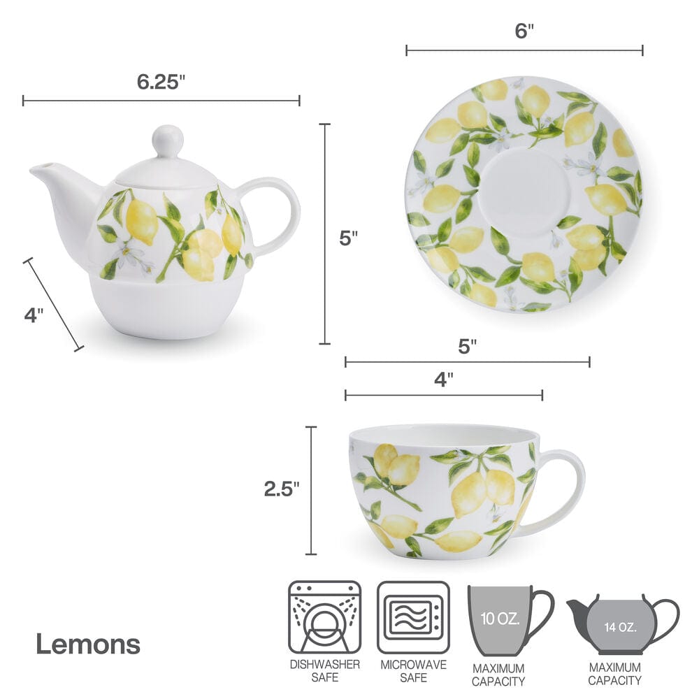 Lemons Teacup and Tea Server Set for One - Image 4