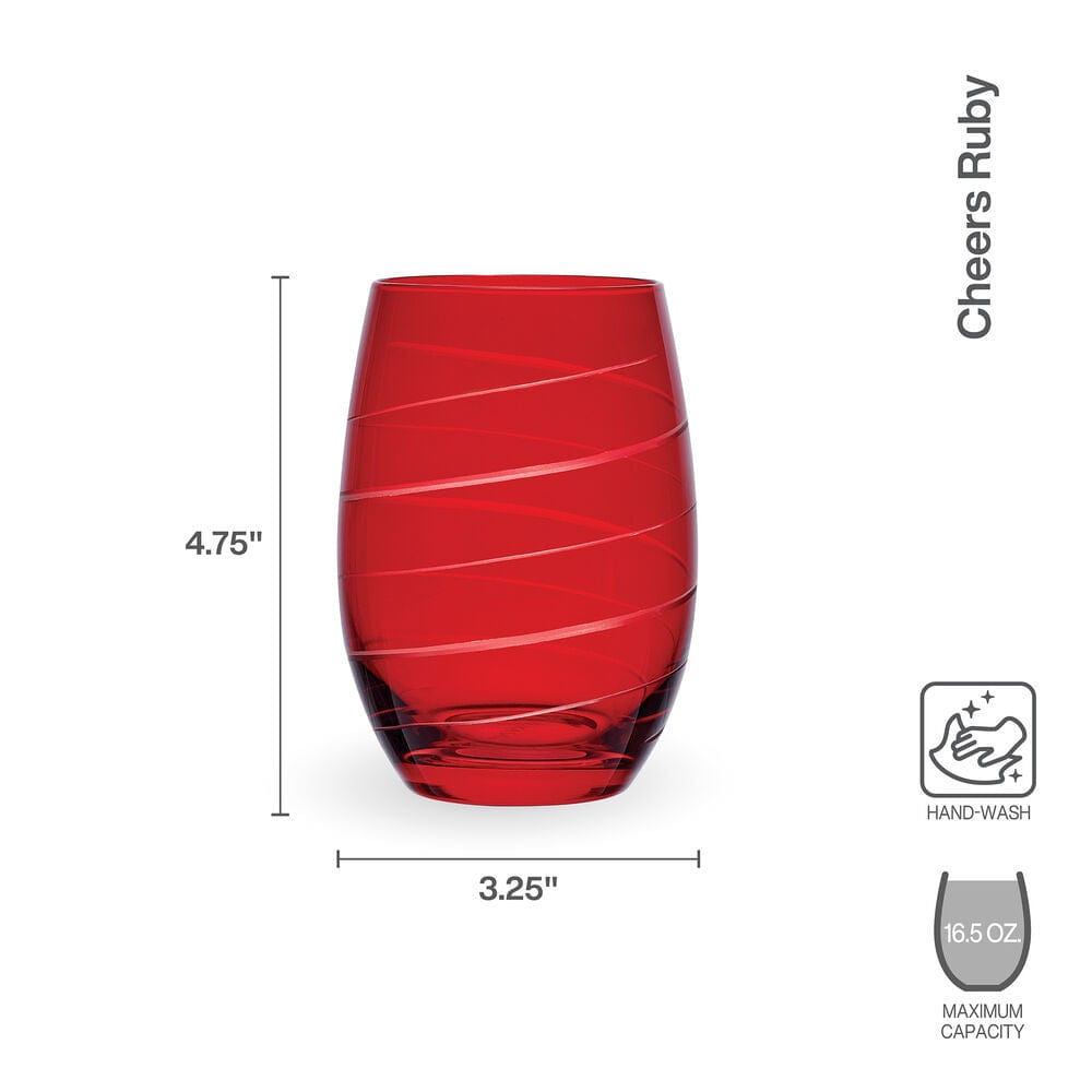 Cheers? Set of 6 Ruby Stemless Wine Glasses - Image 3