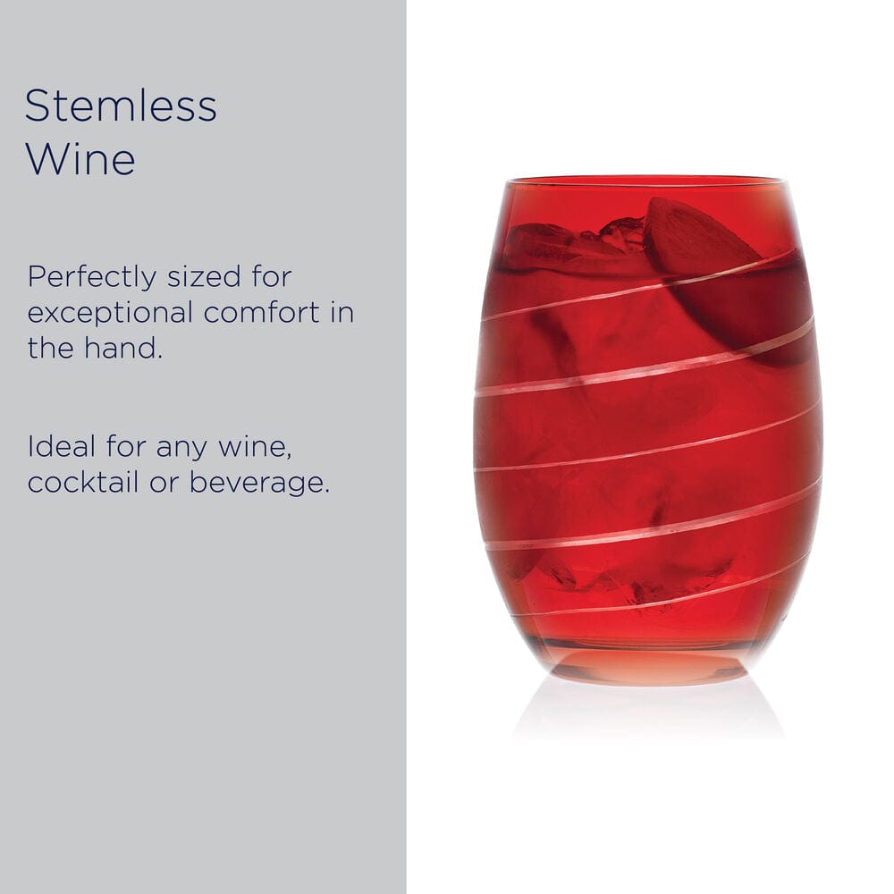 Cheers? Set of 6 Ruby Stemless Wine Glasses - Image 4