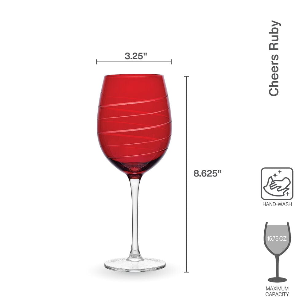 Cheers? Set of 6 Ruby Wine Glasses - Image 3