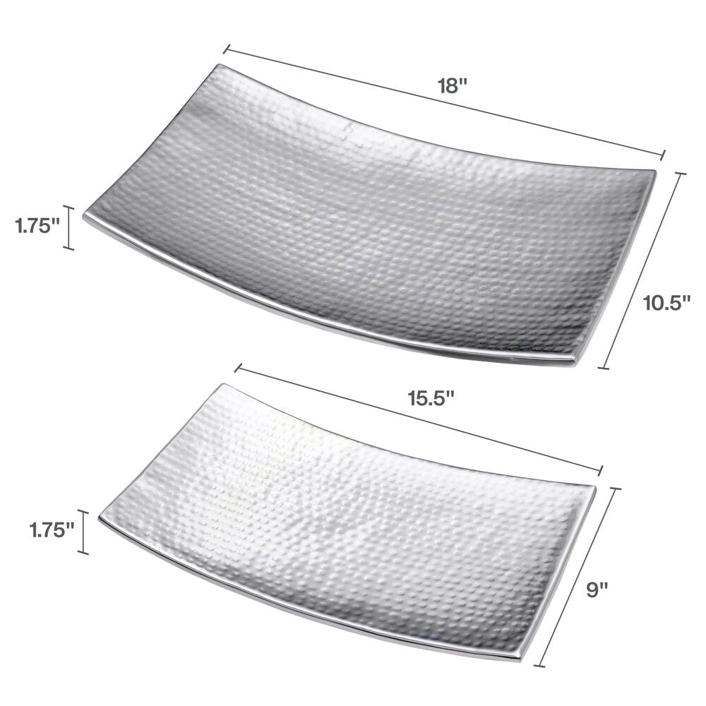 Curved Hammered Set of 2 Serving Trays - Image 4