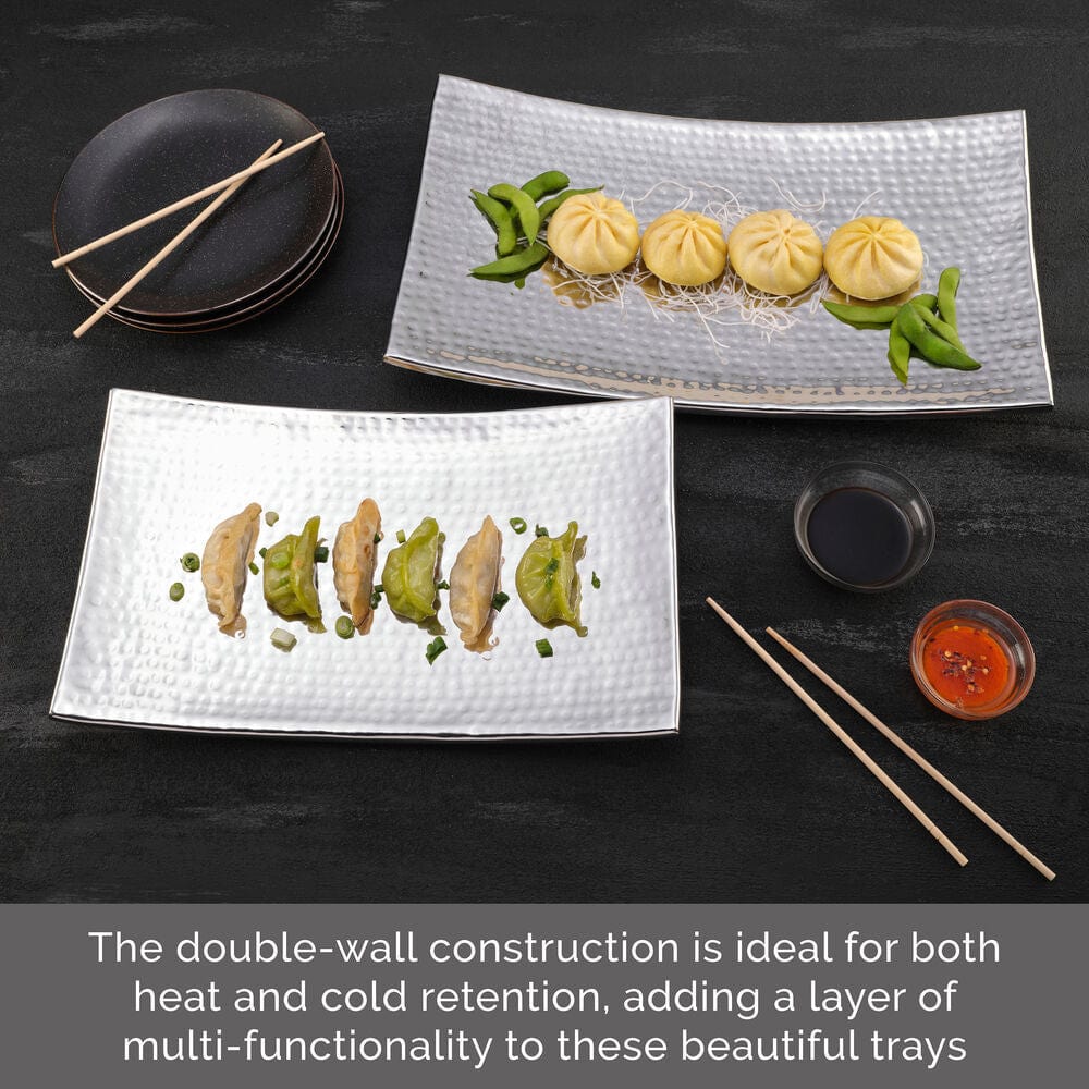 Curved Hammered Set of 2 Serving Trays - Image 6