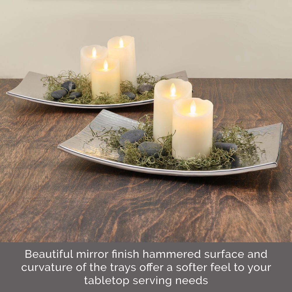 Curved Hammered Set of 2 Serving Trays - Image 5