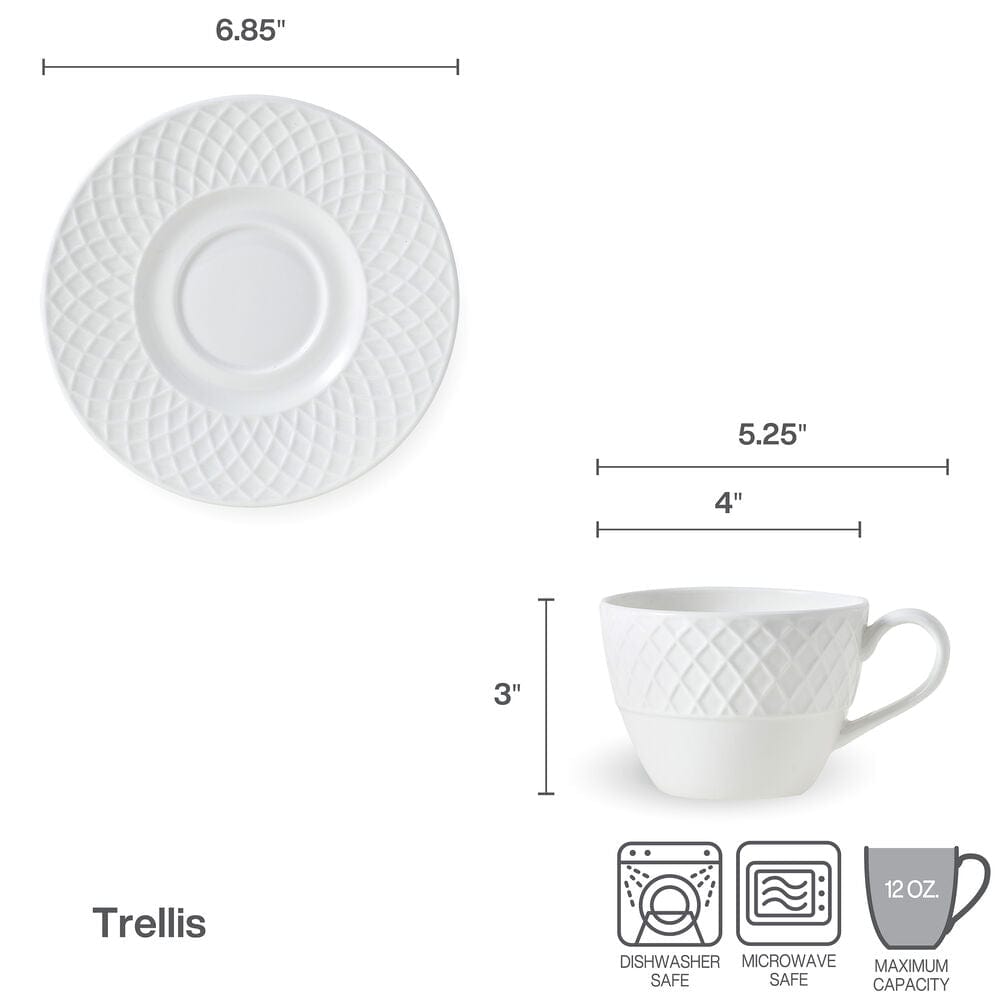 Trellis Set of 2 Tea Cups and Saucers - Image 4