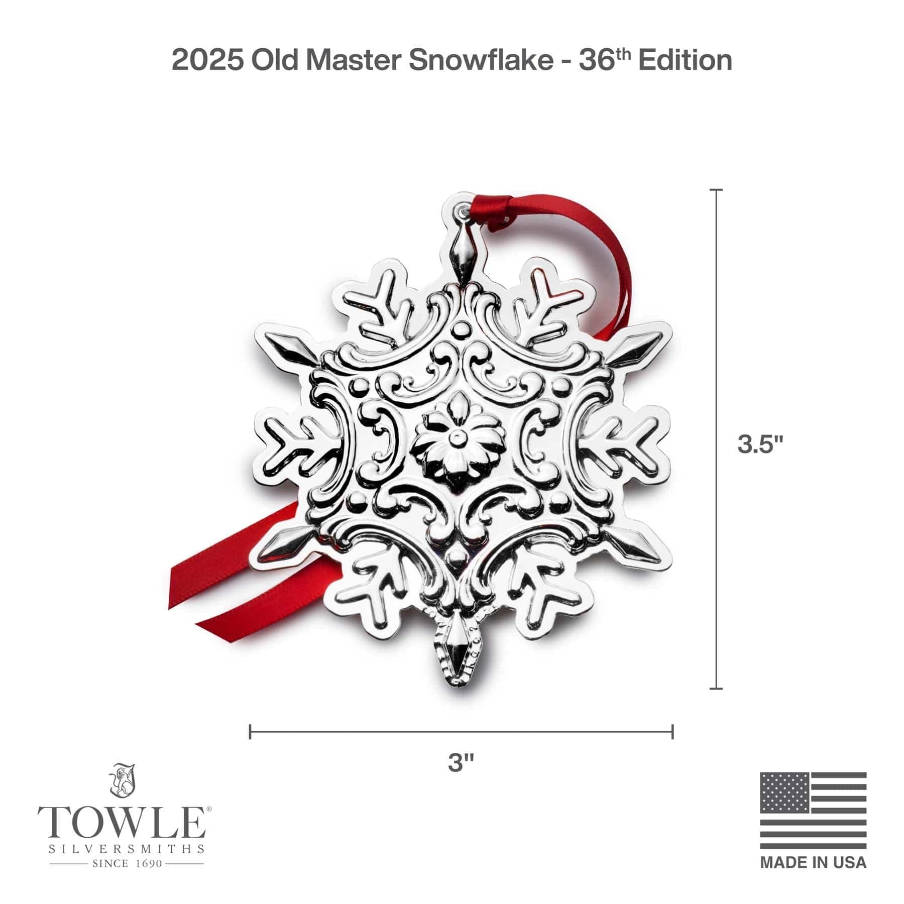 2025 Old Master Sterling Snowflake Ornament 36th Edition - Image 3