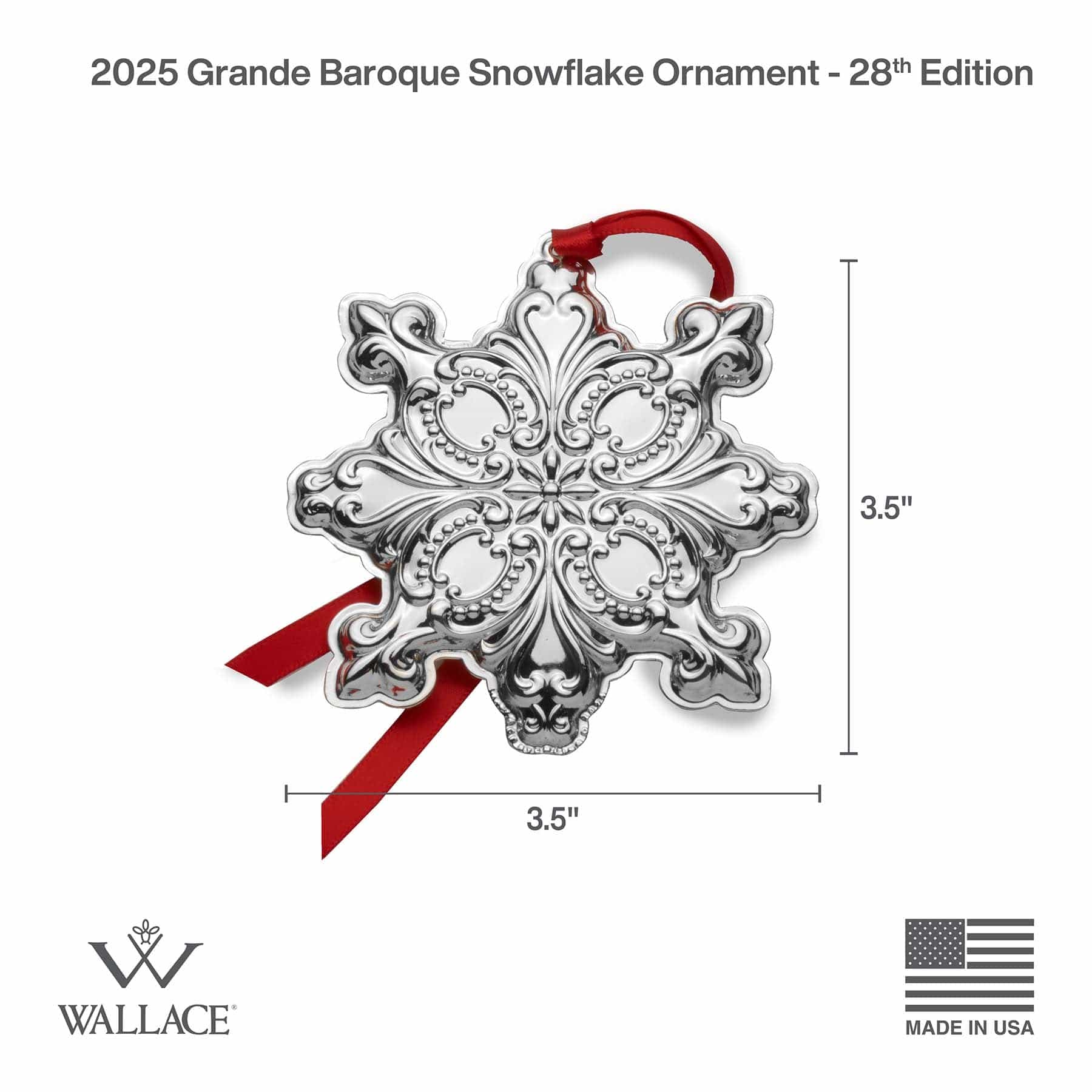 2025 Grande Baroque Sterling Snowflake Ornament 28th Edition - Image 3