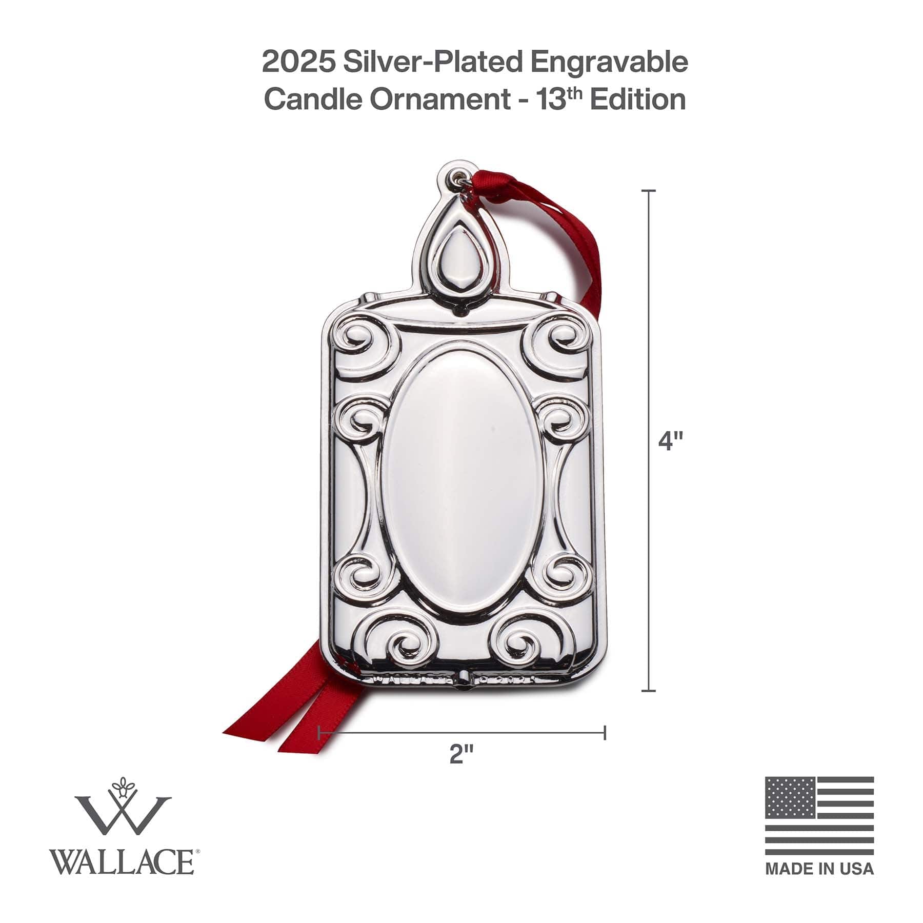 2025 Silver Plate Engravable Candle Ornament 13th Edition - Image 3