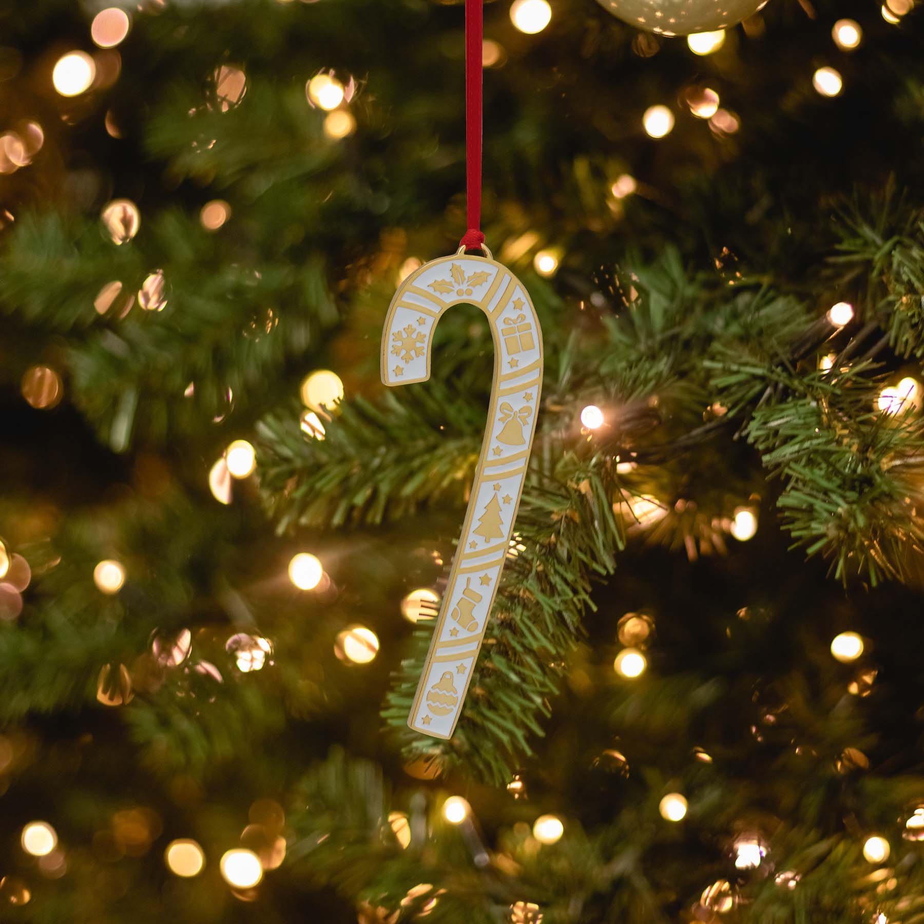 2025 Gold Plate & Enameled Candy Cane Ornament 45th Edition - Image 2