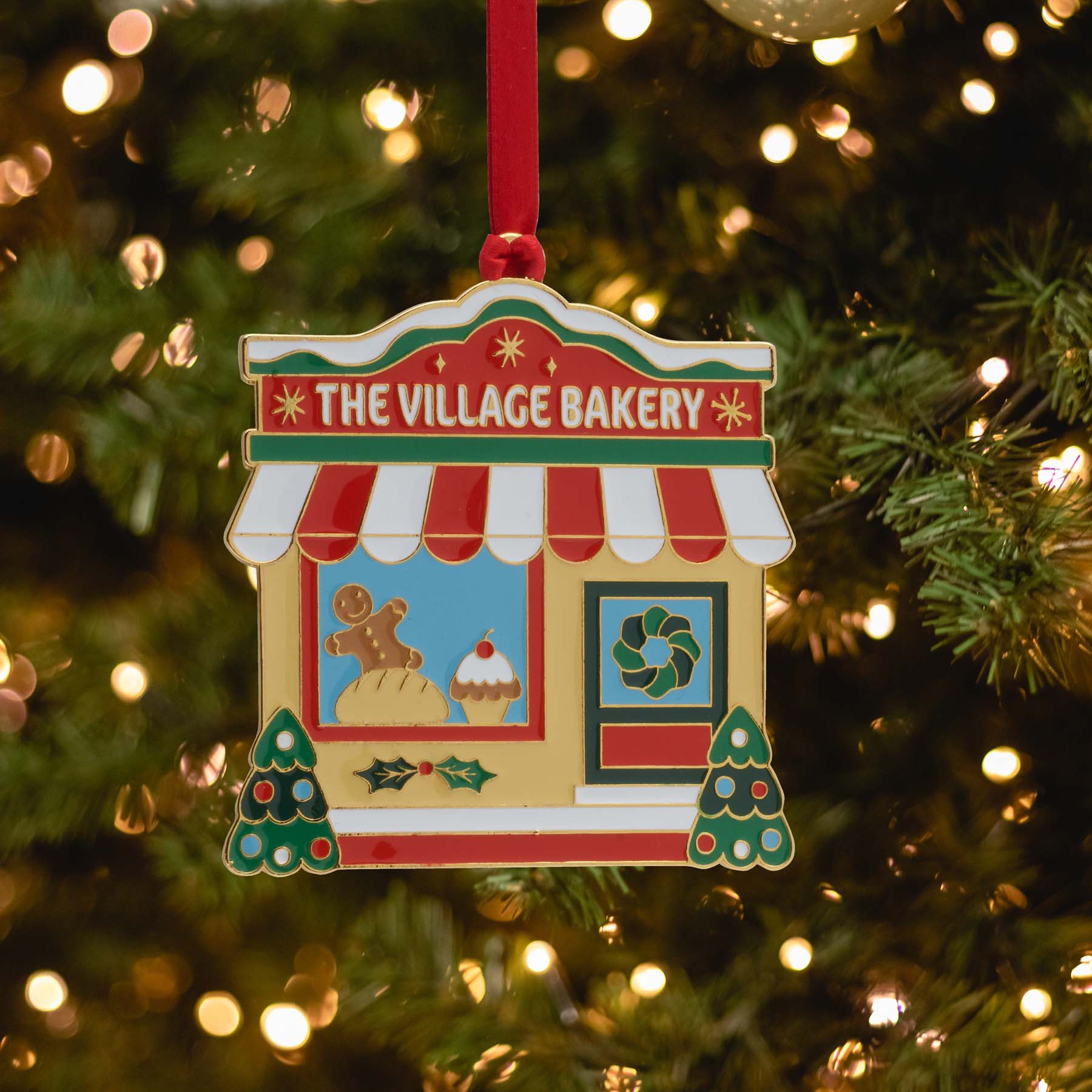 2025 Gold Plate & Enameled Christmas Village Ornament 2nd Edition - Image 2