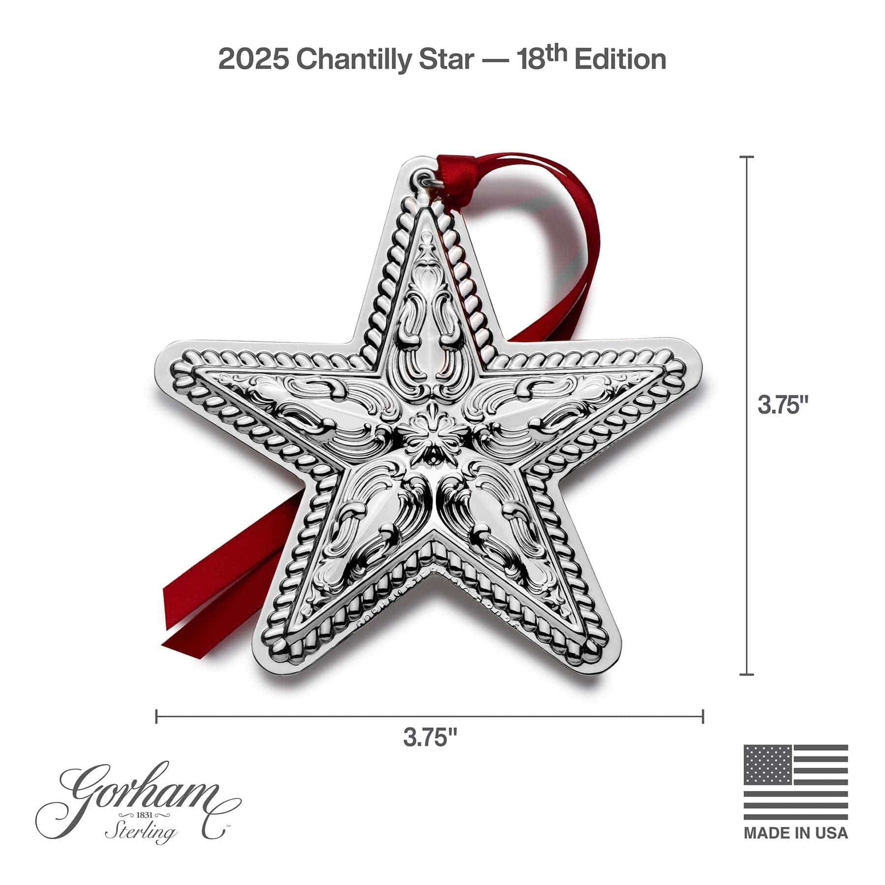 2025 Sterling Chantilly Ornament 18th Edition - Image 3