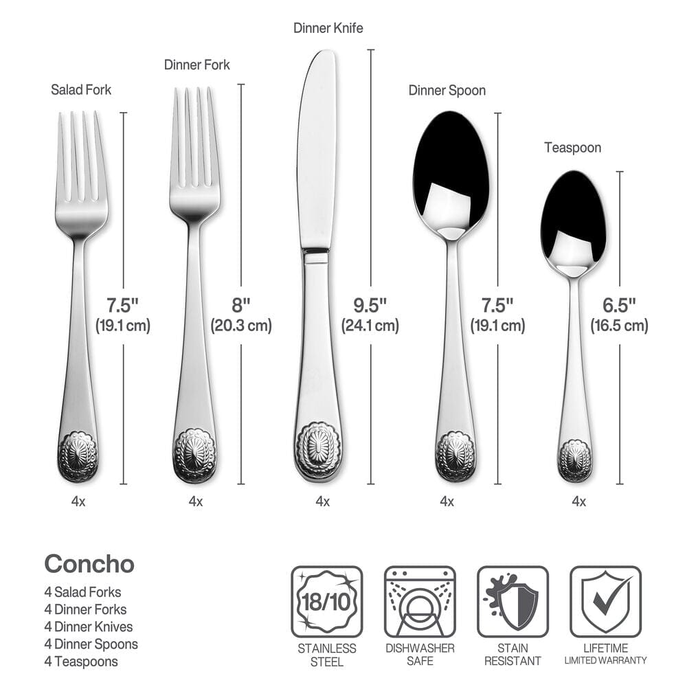 Concho 20 Piece Flatware Set. Service for 4 - Image 3
