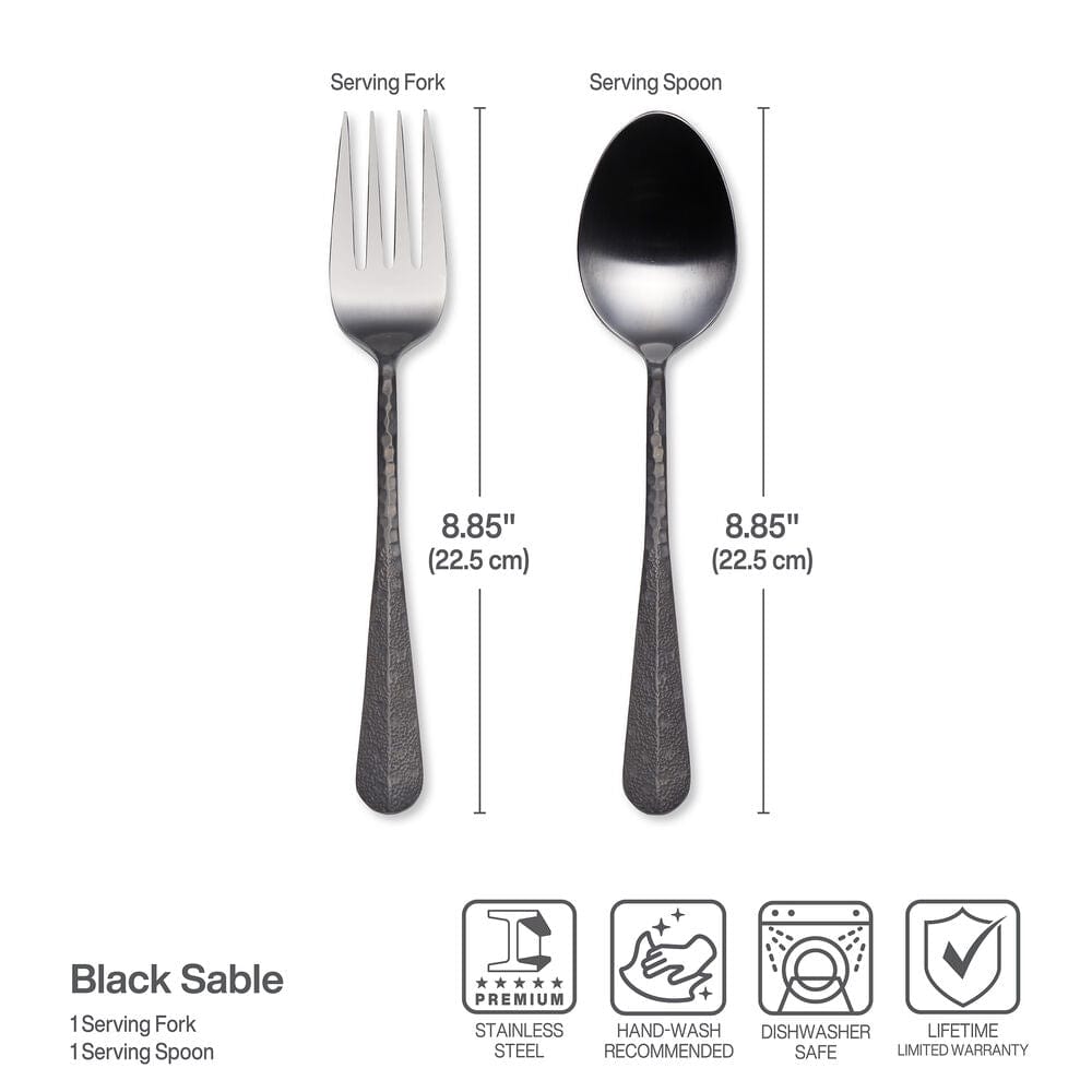 Sable Black Set of 2 Serving Fork and Spoon - Image 3