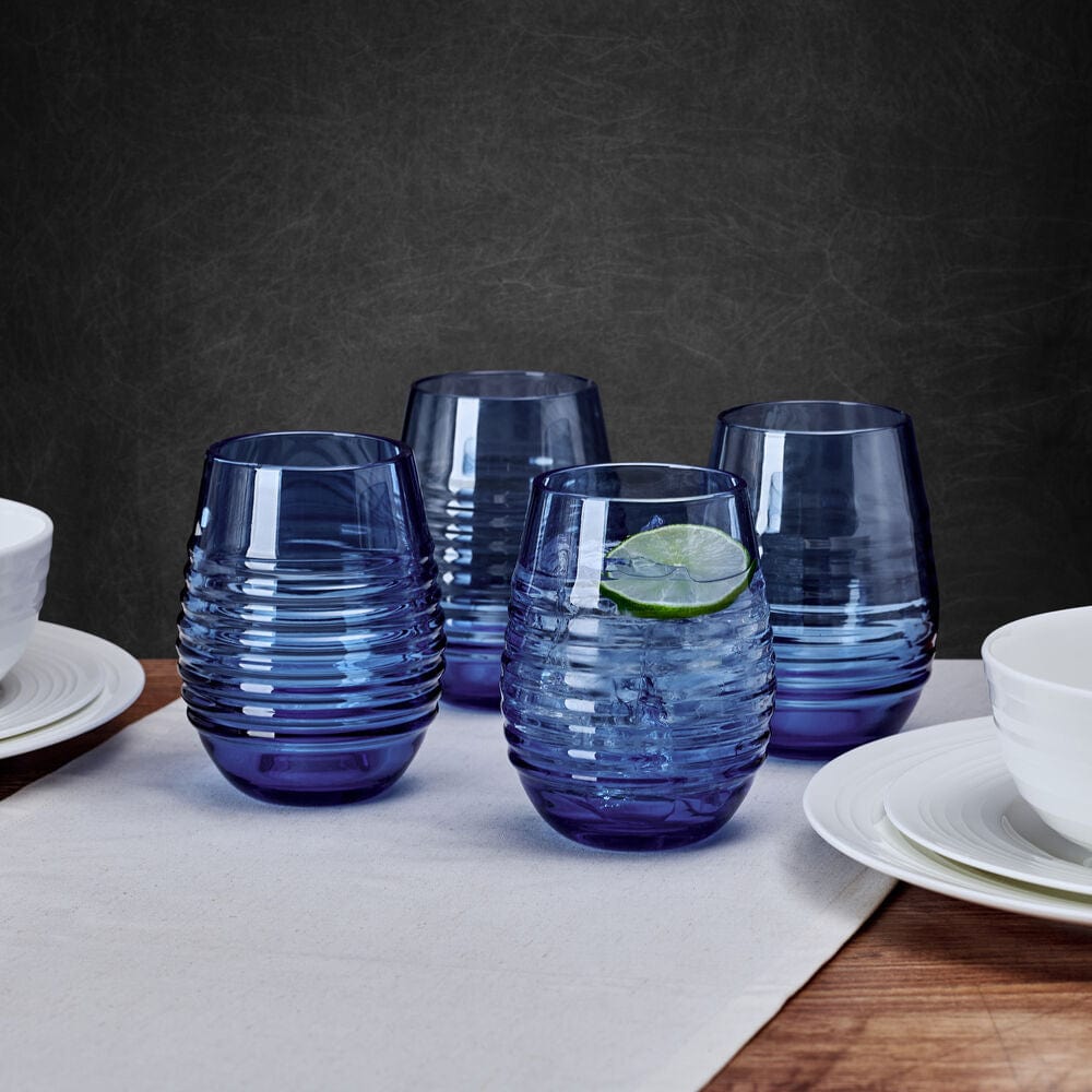 Ciara Cobalt Set of 4 Stemless Wine Glasses - Image 2
