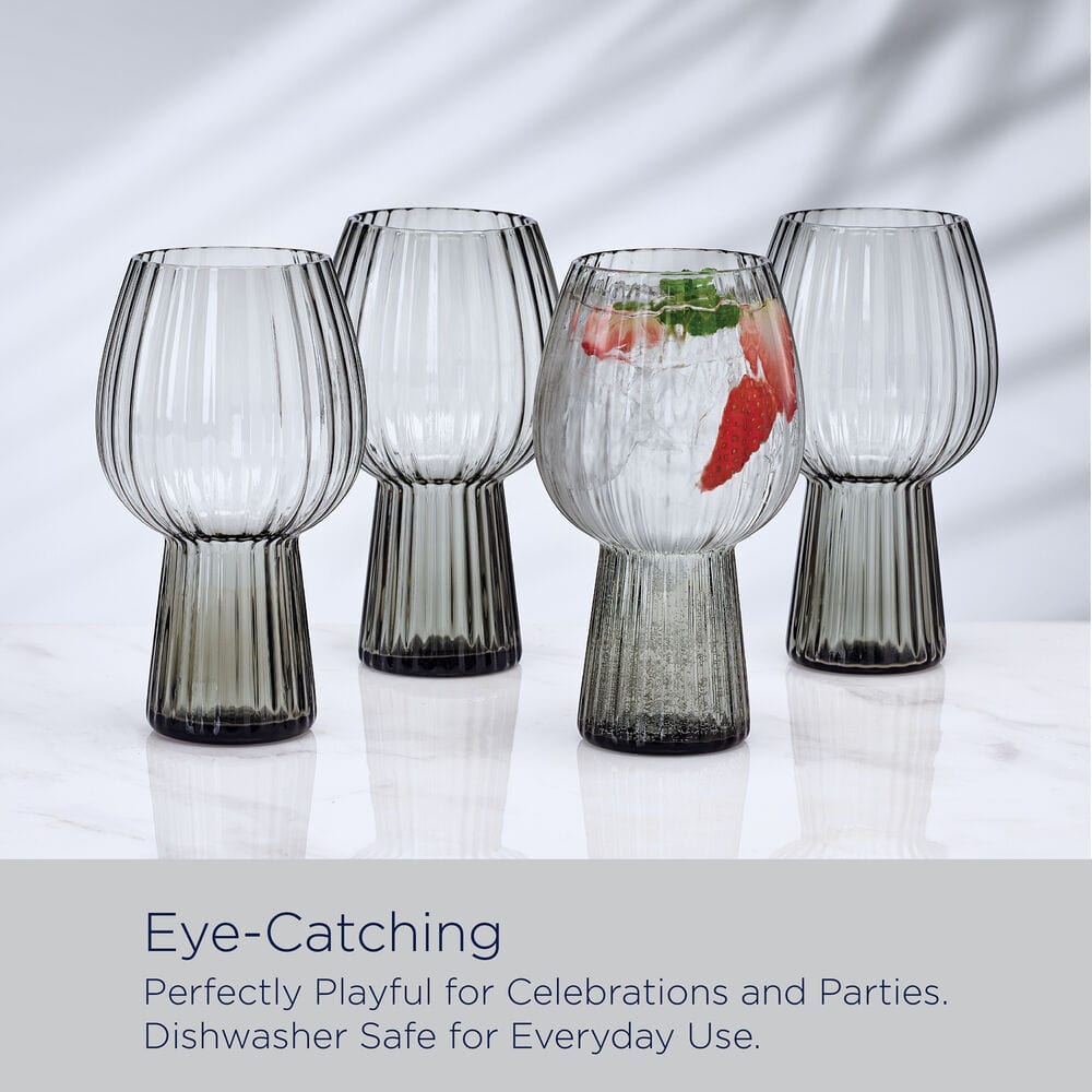 Phoebe Optic Smoke Set of 4 Goblet Beverage Glasses - Image 8