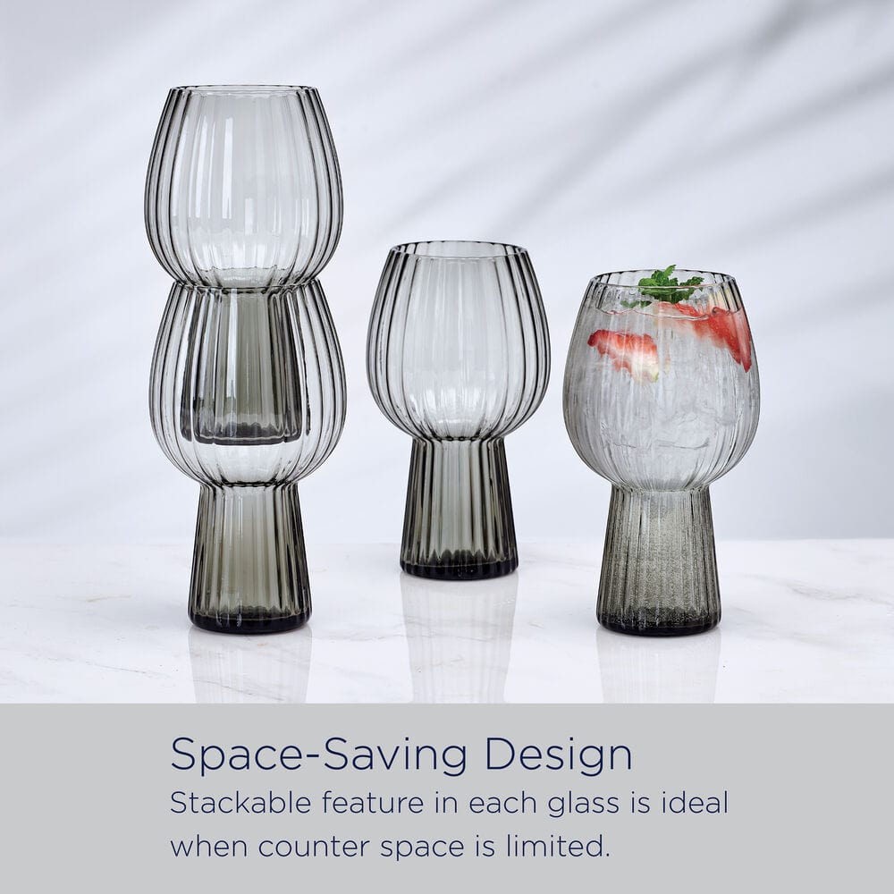 Phoebe Optic Smoke Set of 4 Goblet Beverage Glasses - Image 7