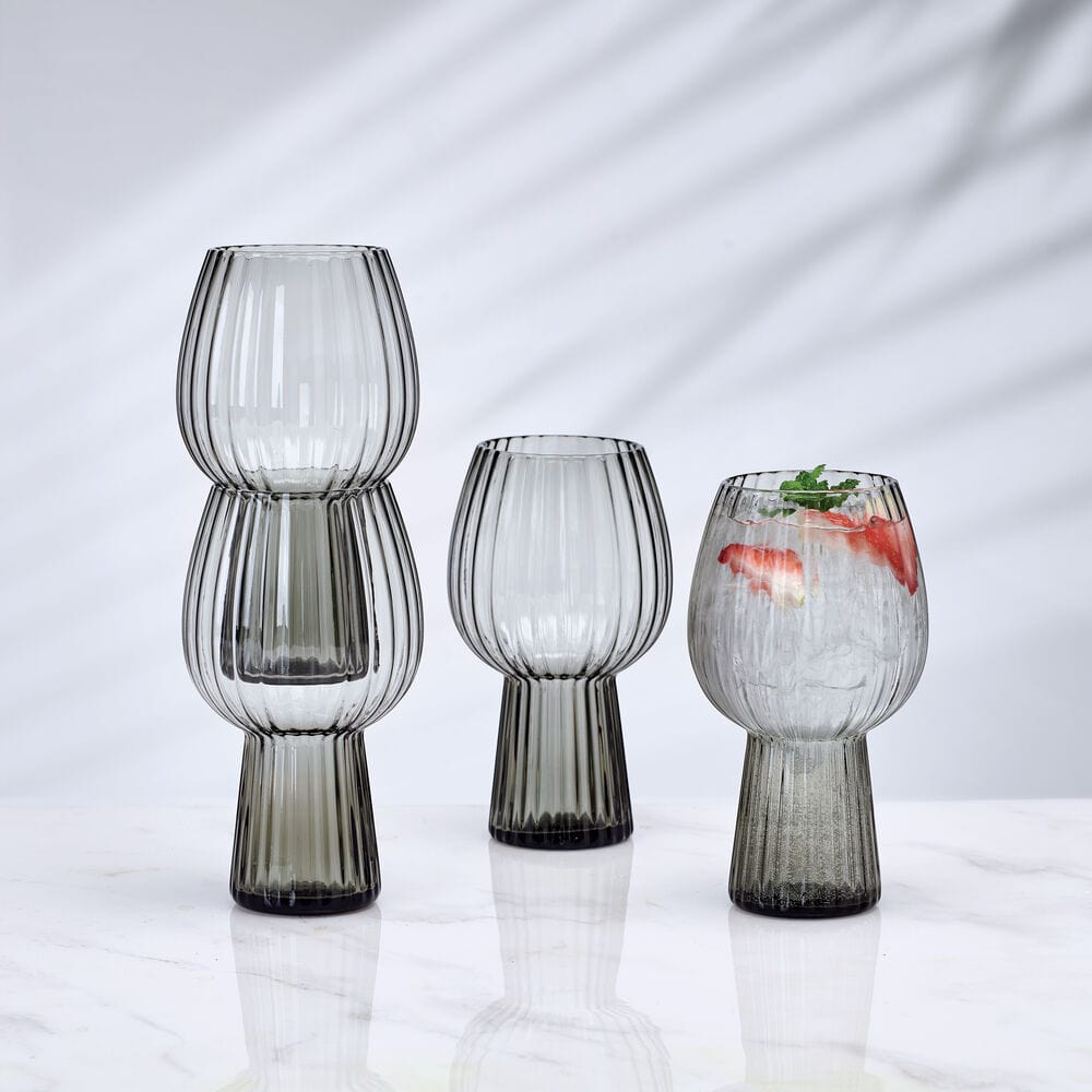 Phoebe Optic Smoke Set of 4 Goblet Beverage Glasses - Image 2