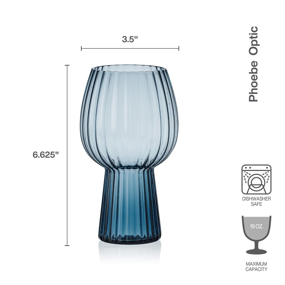 Phoebe Optic Blue Set of 4 Goblet Beverage Glasses - Image 3