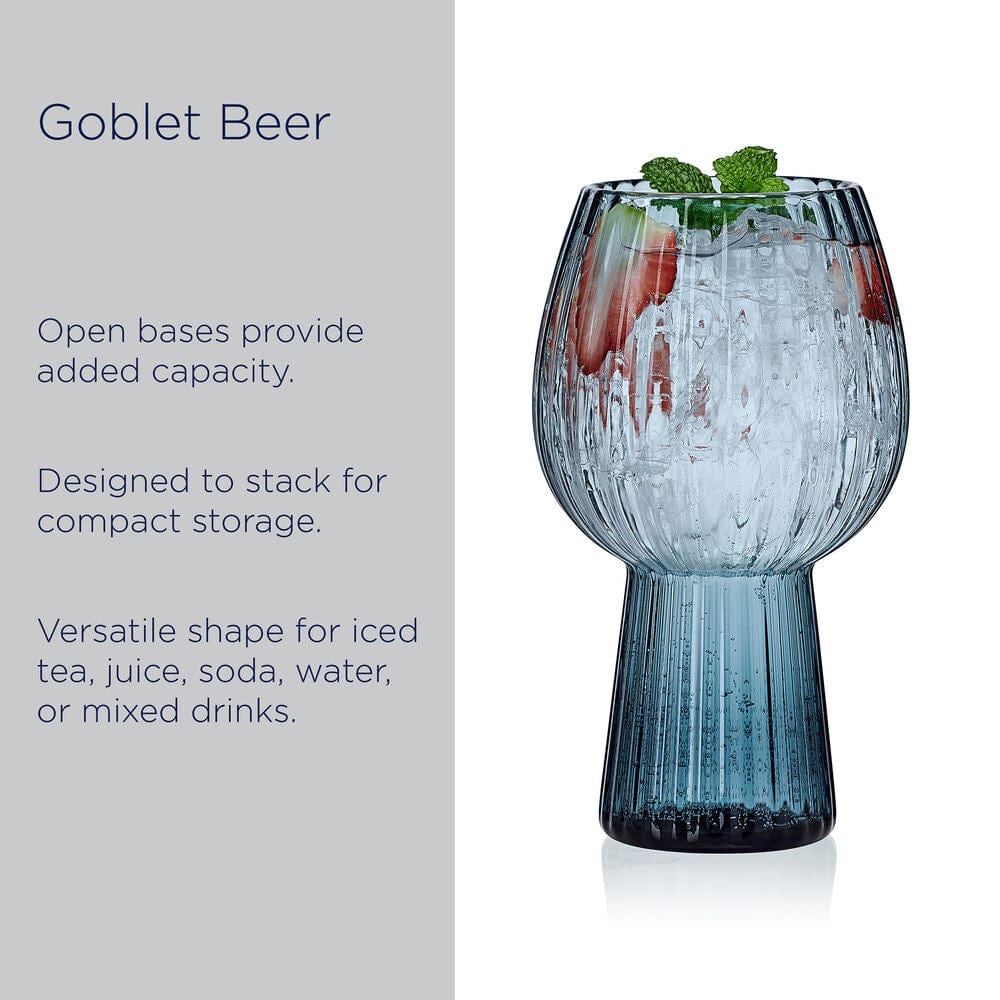 Phoebe Optic Blue Set of 4 Goblet Beverage Glasses - Image 6