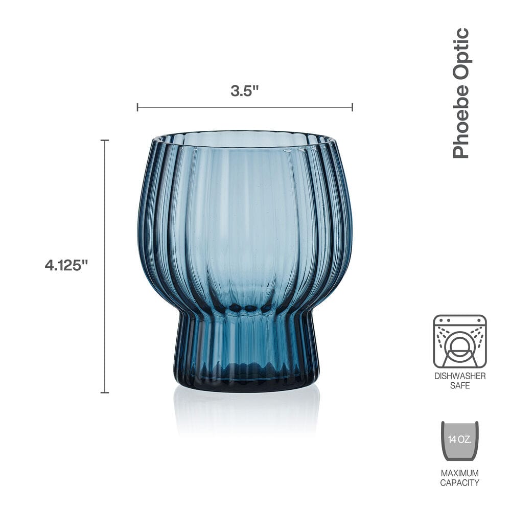 Phoebe Optic Blue Set of 4 Double Old Fashioned Glasses - Image 3