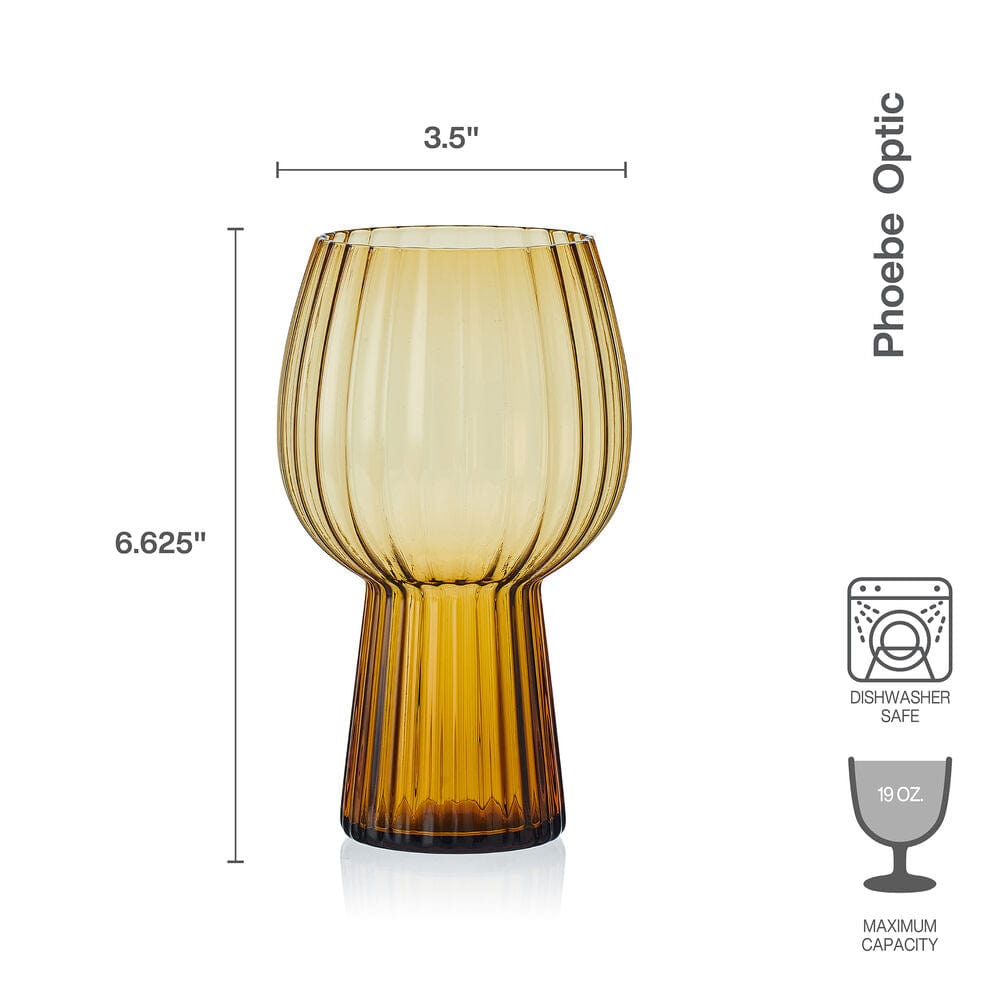 Phoebe Optic Amber Set of 4 Goblet Beverage Glasses - Image 3