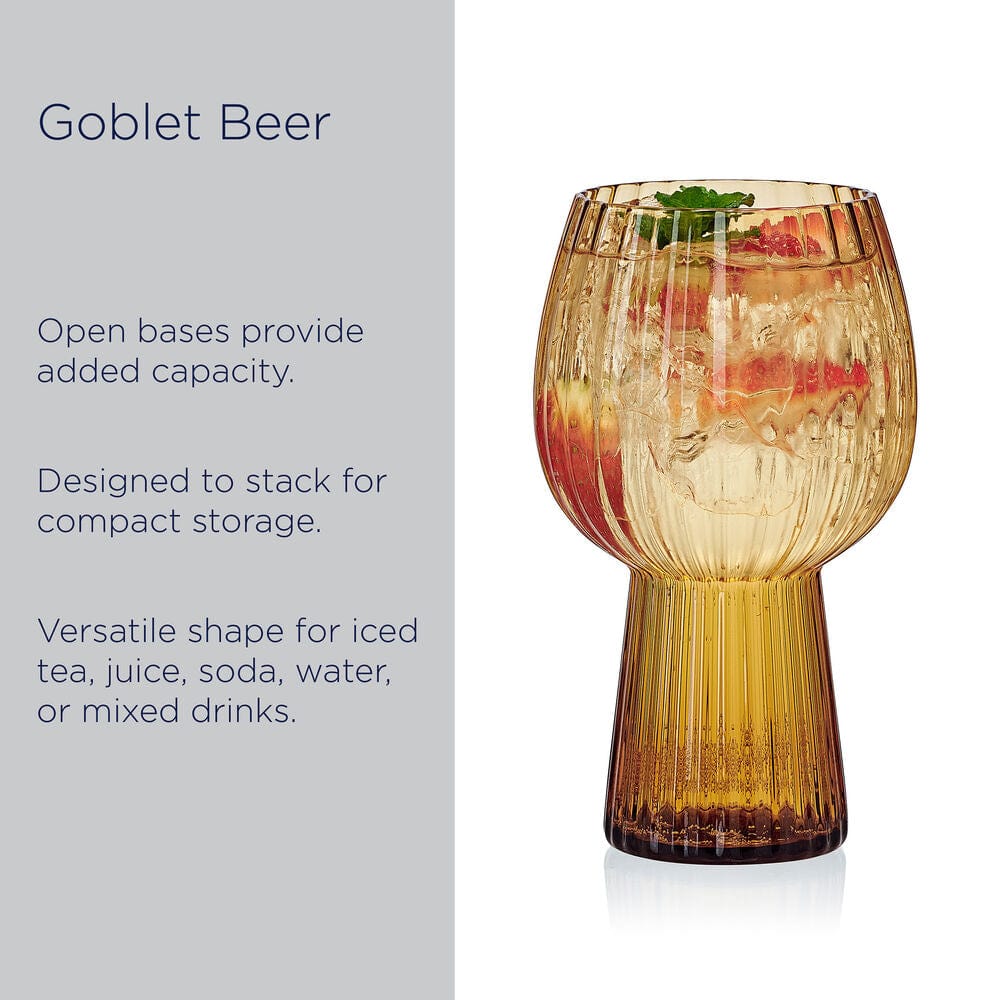 Phoebe Optic Amber Set of 4 Goblet Beverage Glasses - Image 4