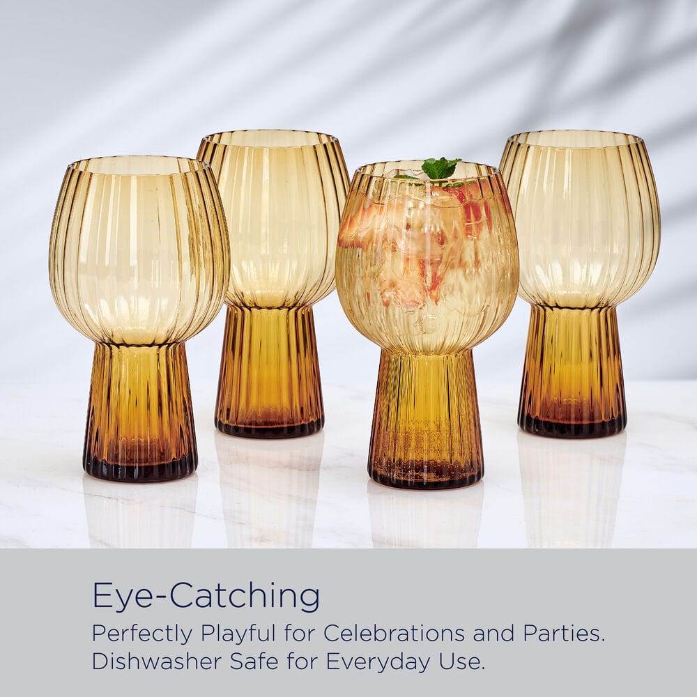 Phoebe Optic Amber Set of 4 Goblet Beverage Glasses - Image 5