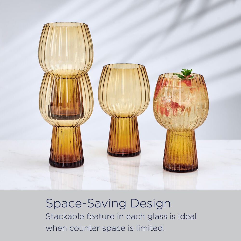 Phoebe Optic Amber Set of 4 Goblet Beverage Glasses - Image 6