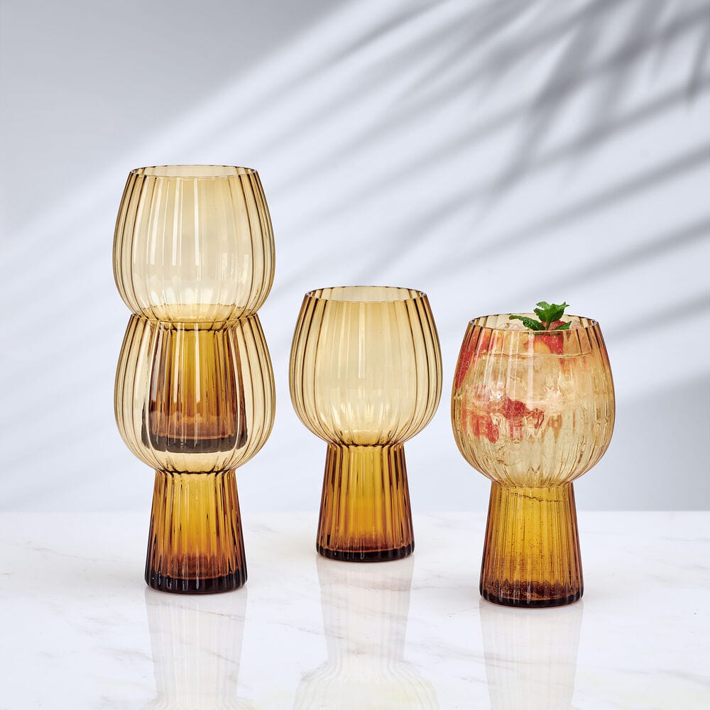 Phoebe Optic Amber Set of 4 Goblet Beverage Glasses - Image 2