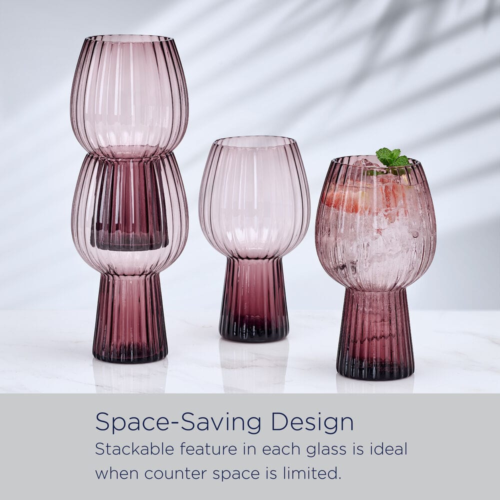 Phoebe Optic Lilac Set of 4 Goblet Beverage Glasses - Image 4