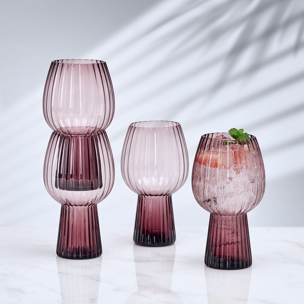 Phoebe Optic Lilac Set of 4 Goblet Beverage Glasses - Image 2