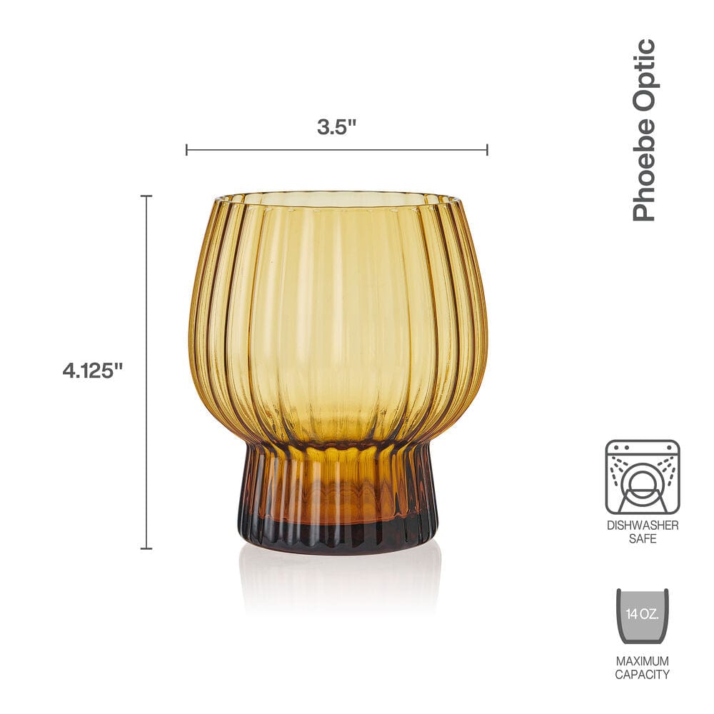 Phoebe Optic Amber Set of 4 Double Old Fashioned Glasses - Image 3