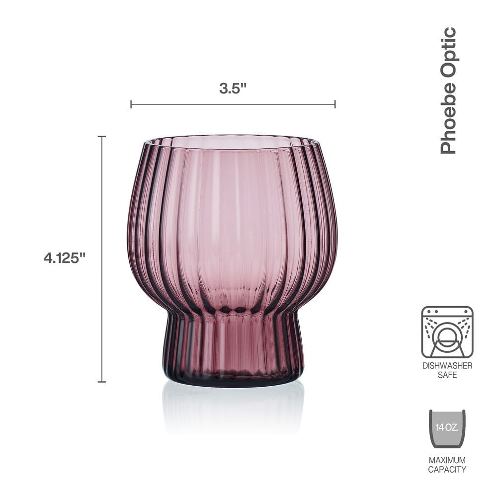 Phoebe Optic Lilac Set of 4 Double Old Fashioned Glasses - Image 3